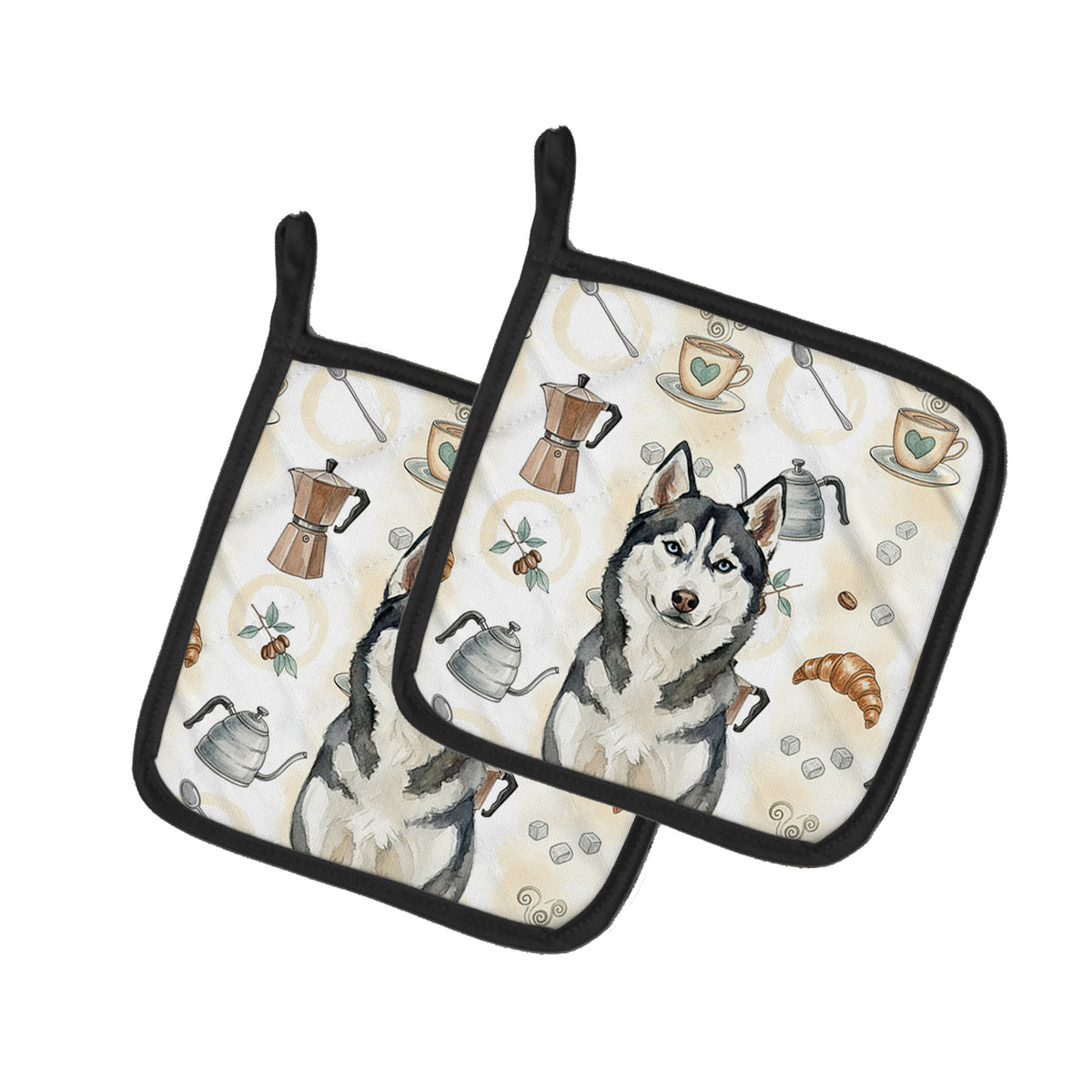 Caroline's Treasures Siberian Husky Coffee Bar Pair of Pot Holders