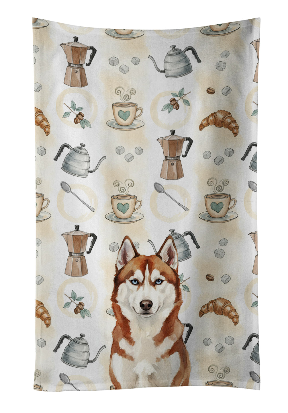 Caroline's Treasures Red and White Siberian Husky Coffee Bar Kitchen Towel
