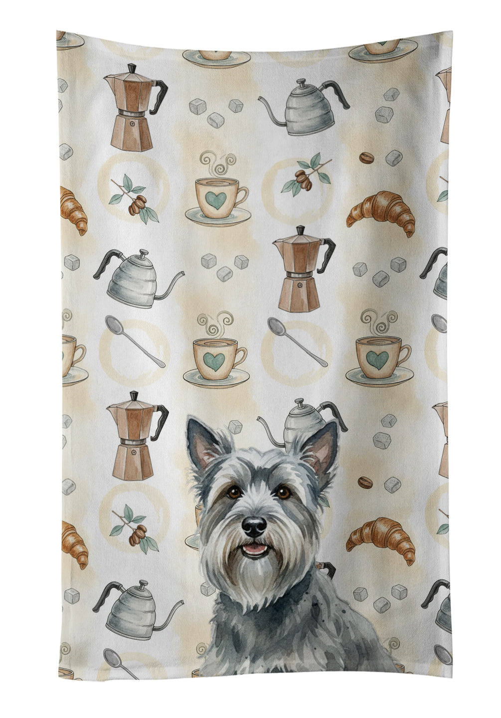 Caroline's Treasures Gray Skye Terrier Coffee Bar Kitchen Towel