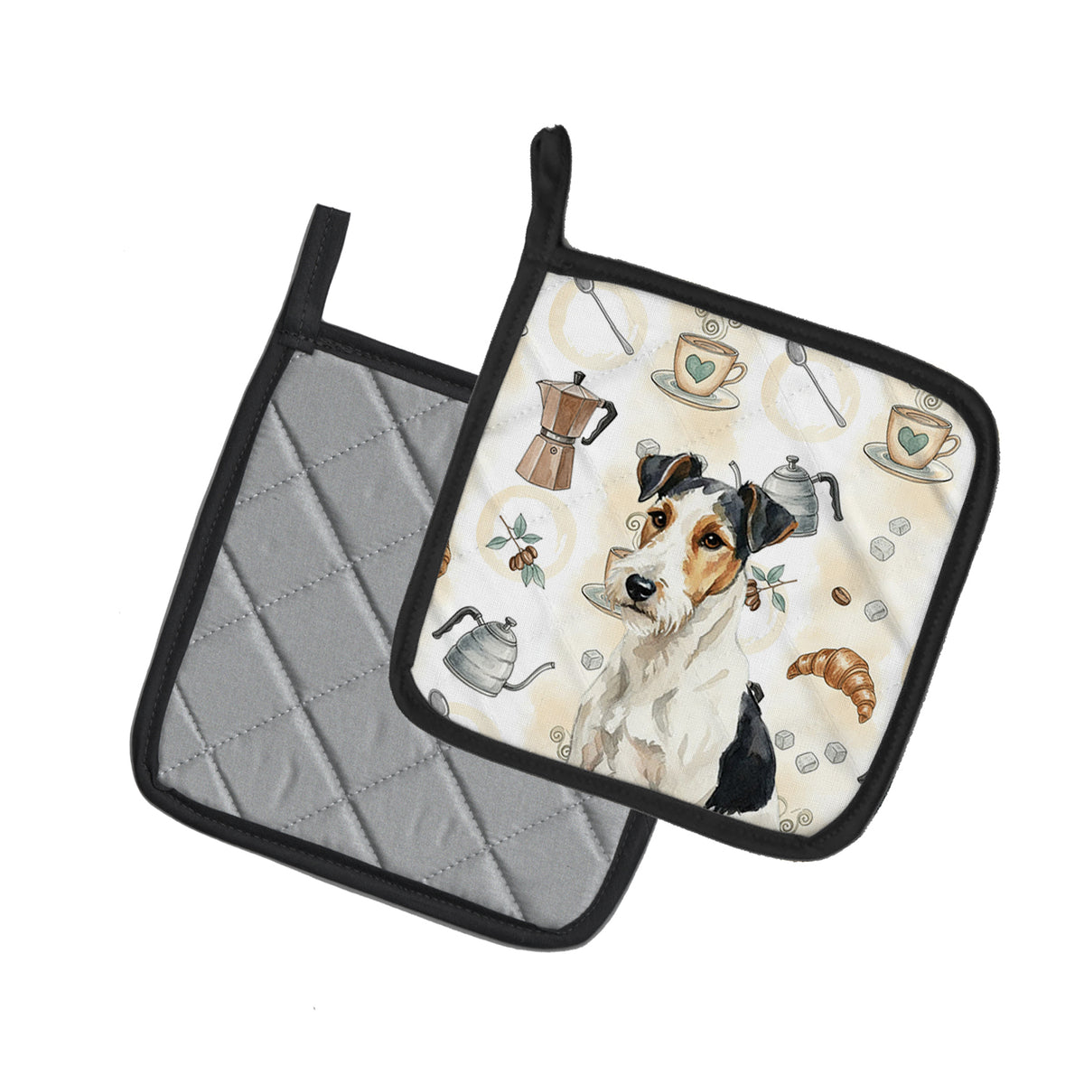 Caroline's Treasures Smooth Fox Terrier Coffee Bar Pair of Pot Holders