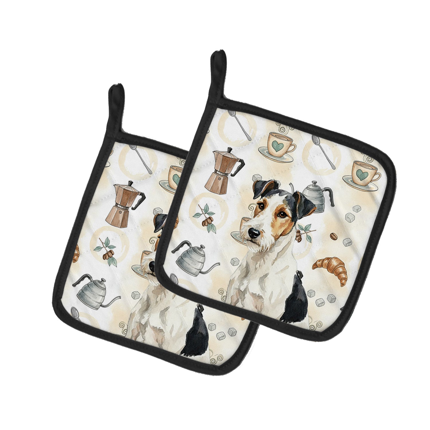 Caroline's Treasures Smooth Fox Terrier Coffee Bar Pair of Pot Holders