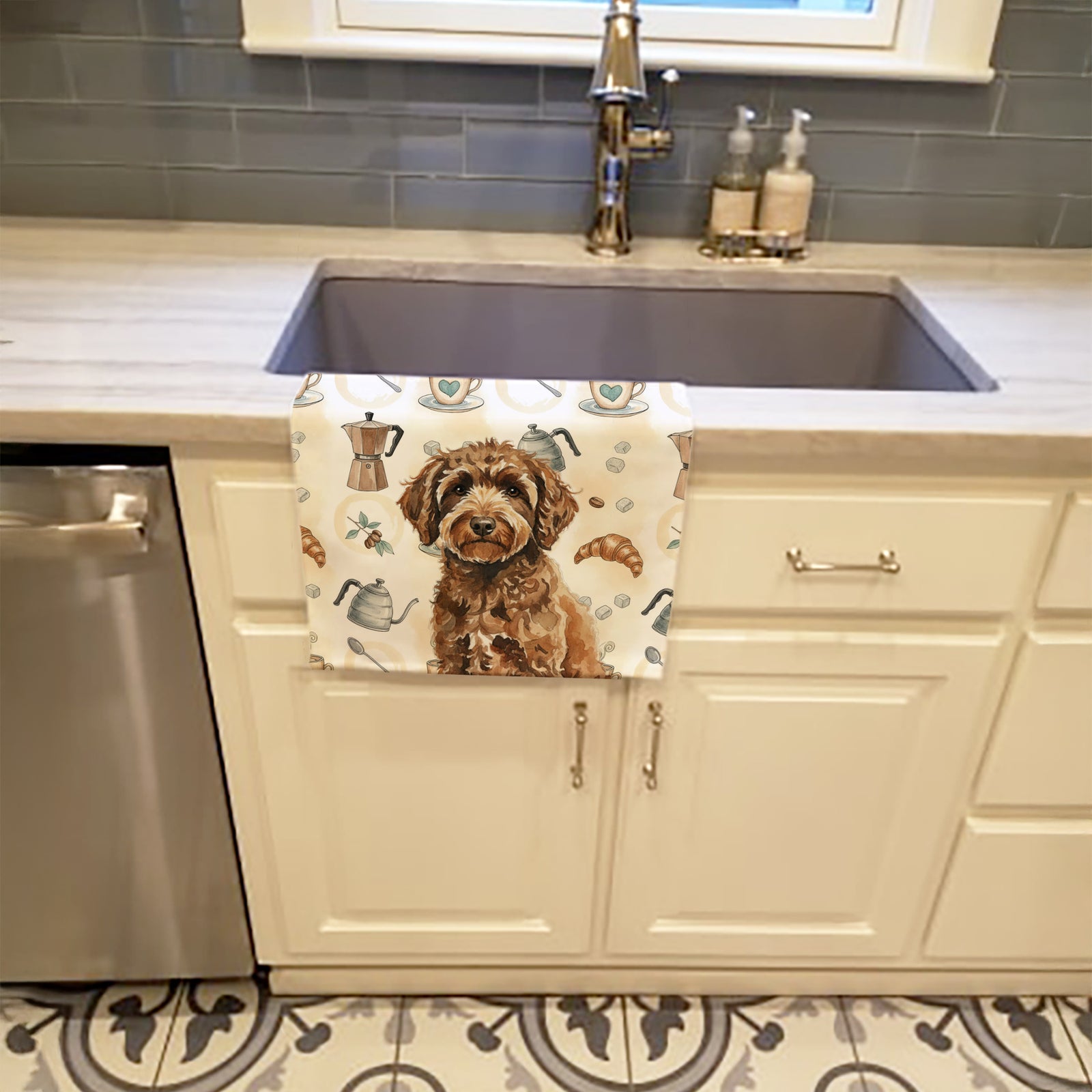 Caroline's Treasures Spanish Water Dog Coffee Bar Kitchen Towel