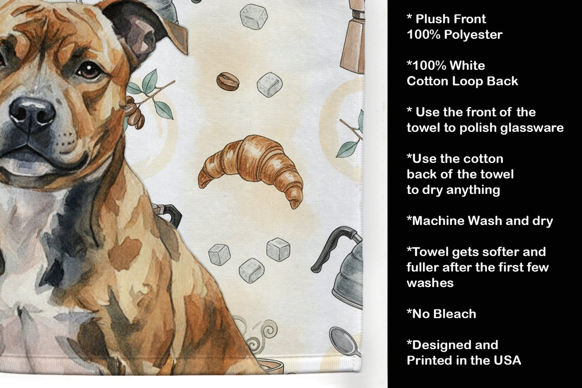 Caroline's Treasures Brindle Staffordshire Bull Terrier Coffee Bar Kitchen Towel