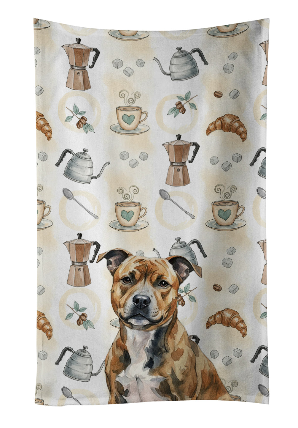 Caroline's Treasures Brindle Staffordshire Bull Terrier Coffee Bar Kitchen Towel