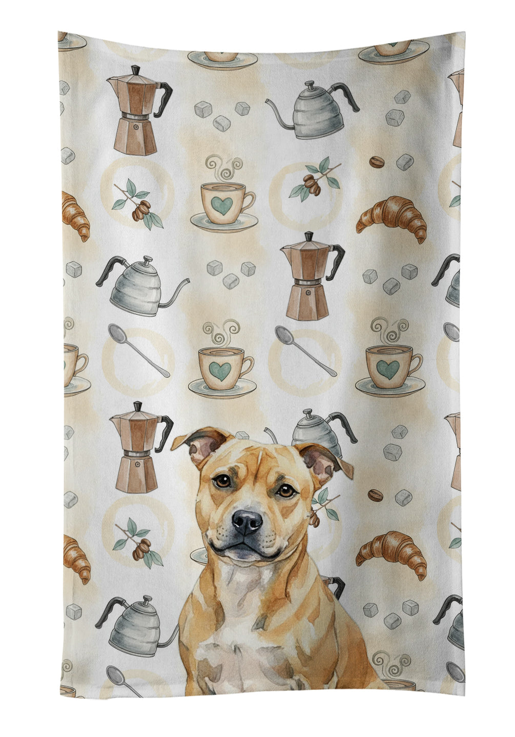 Caroline's Treasures Fawn Staffordshire Bull Terrier Coffee Bar Kitchen Towel