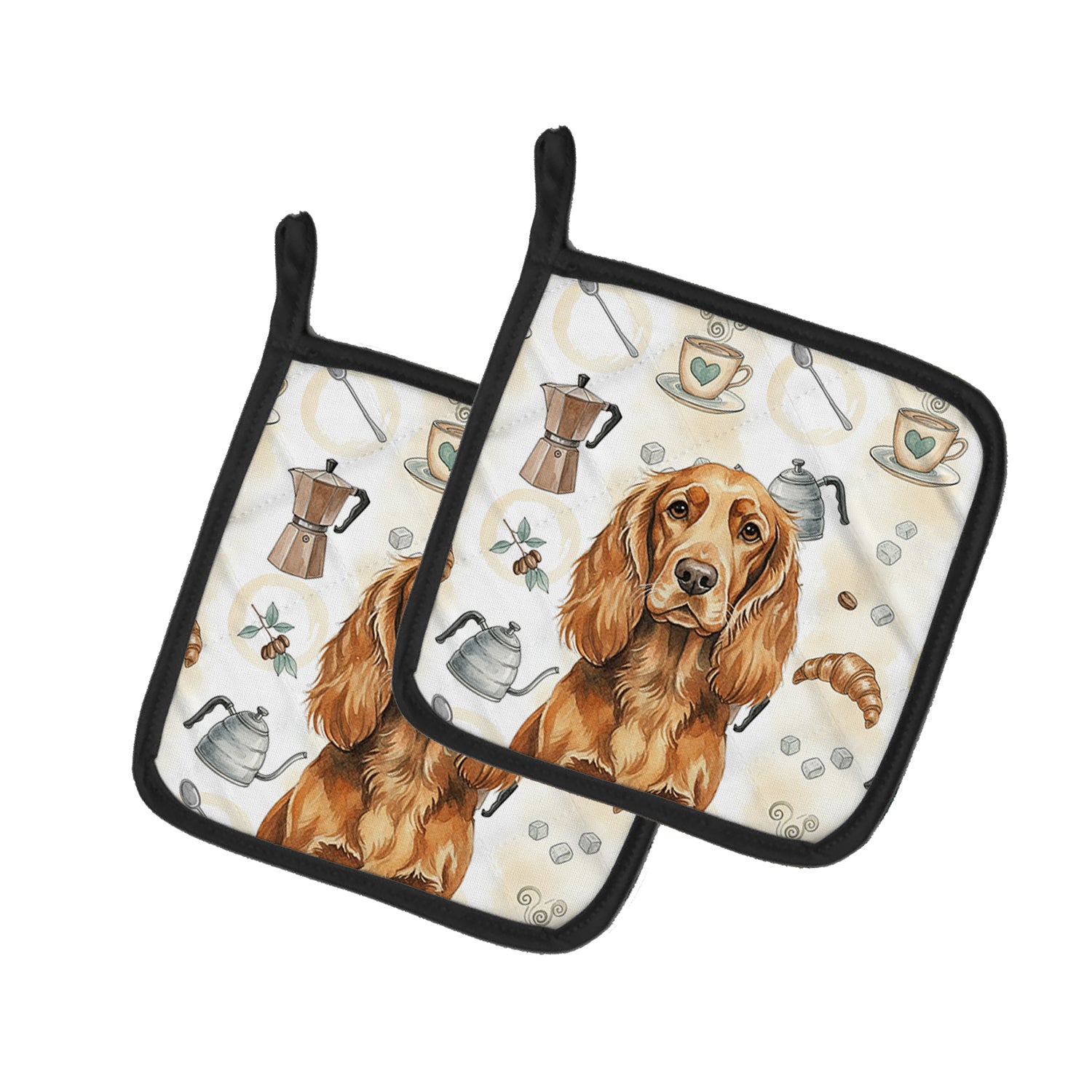 Caroline's Treasures Sussex Spaniel Coffee Bar Pair of Pot Holders