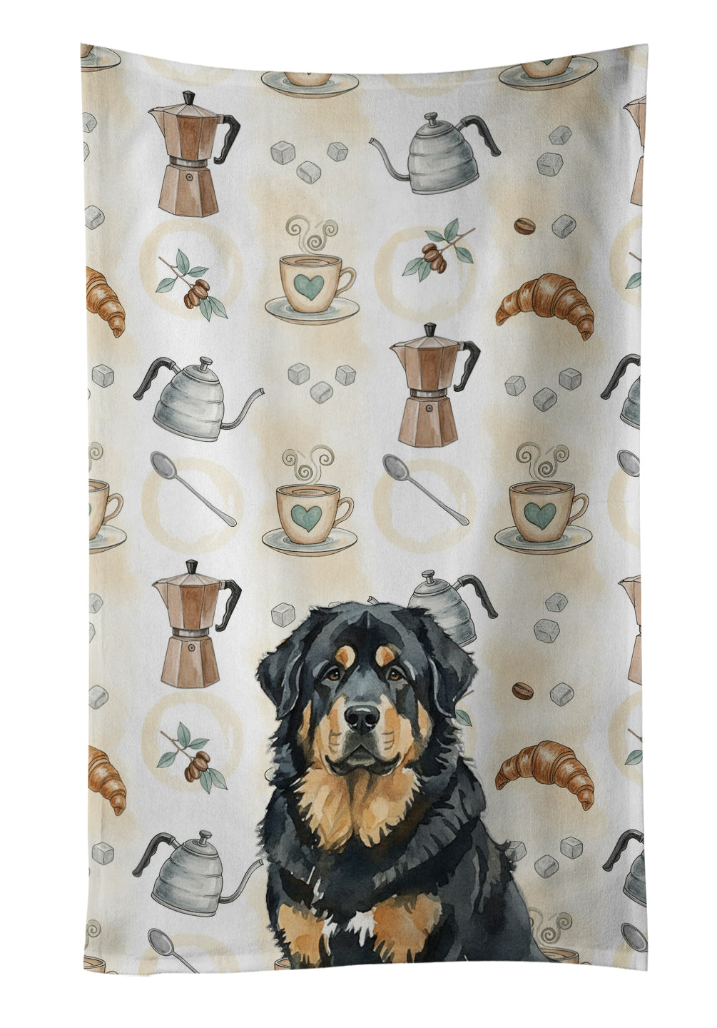 Caroline's Treasures Black and Tan Tibetan Mastiff Coffee Bar Kitchen Towel
