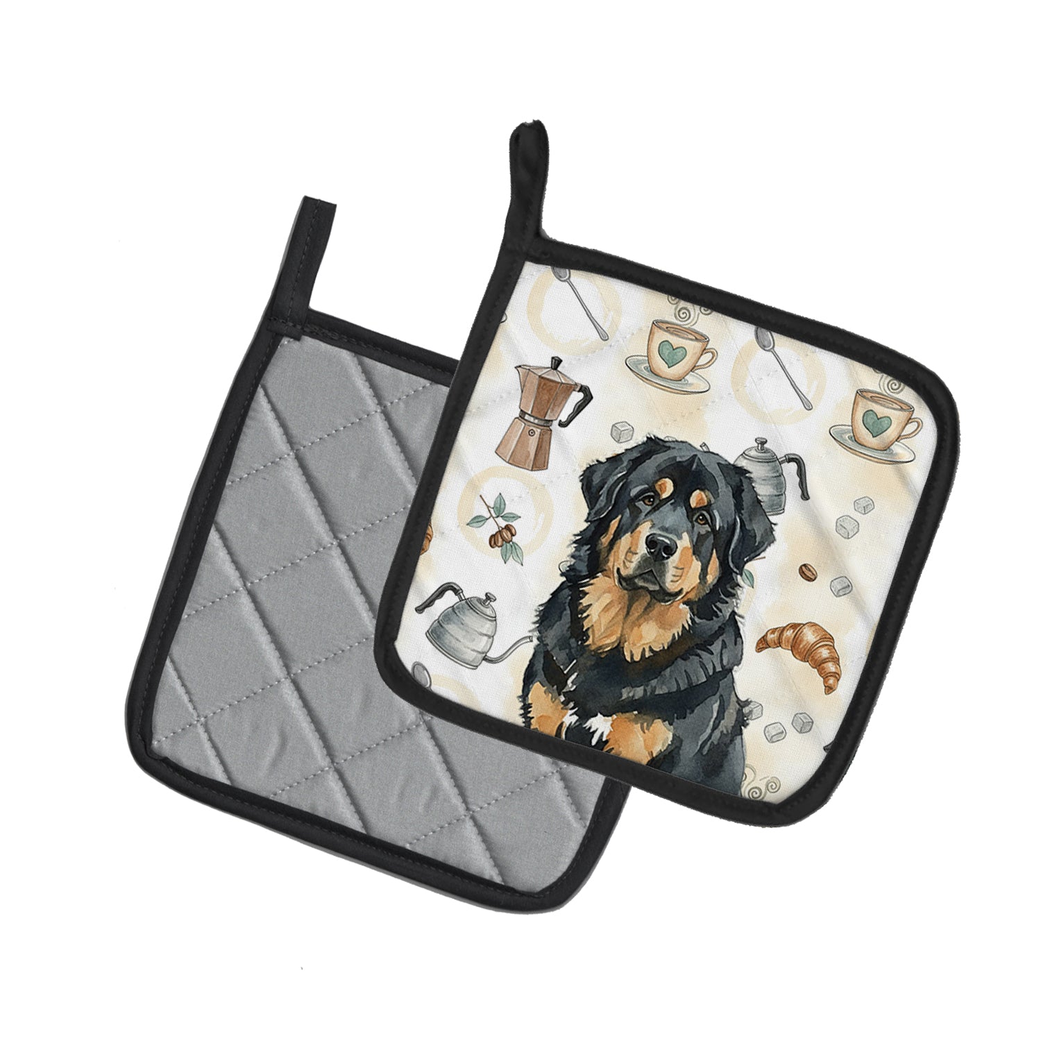 Caroline's Treasures Black and Tan Tibetan Mastiff Coffee Bar Pair of Pot Holders