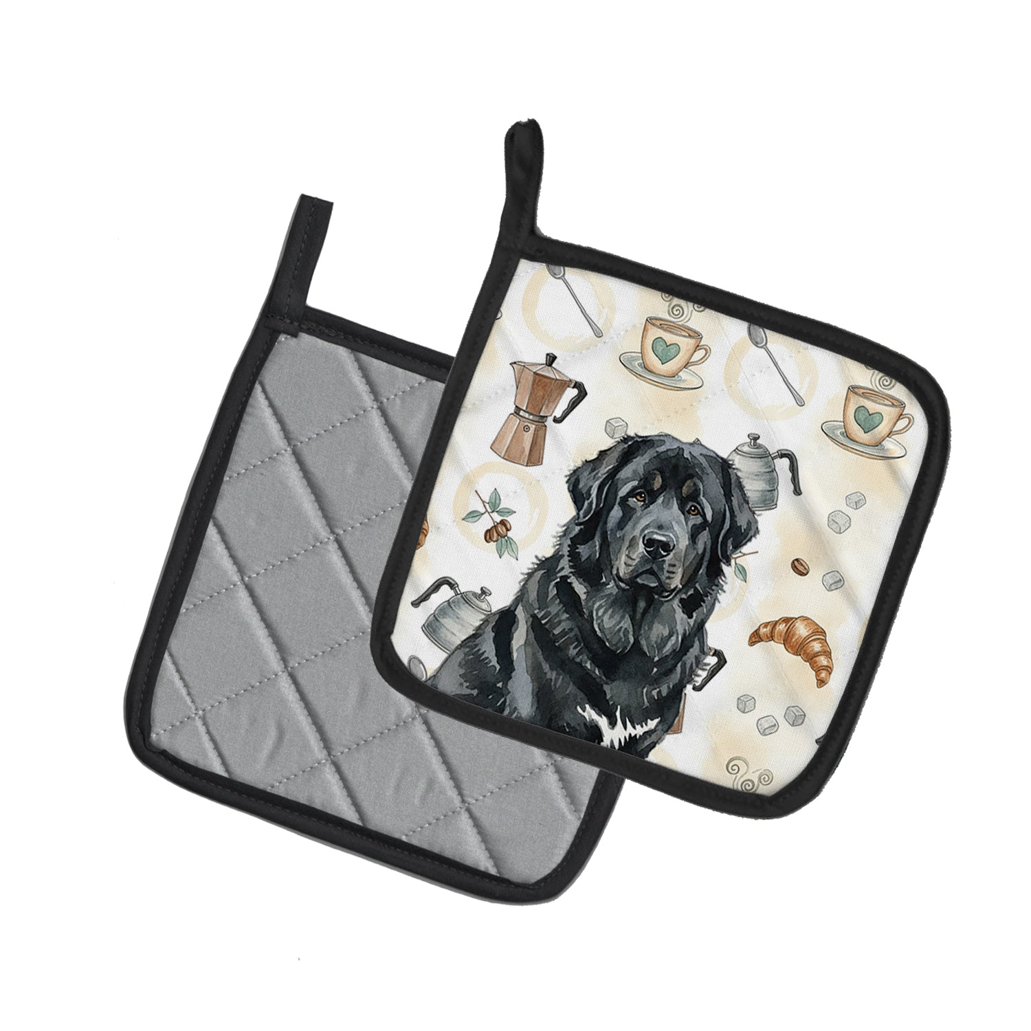 Caroline's Treasures Black Tibetan Mastiff Coffee Bar Pair of Pot Holders