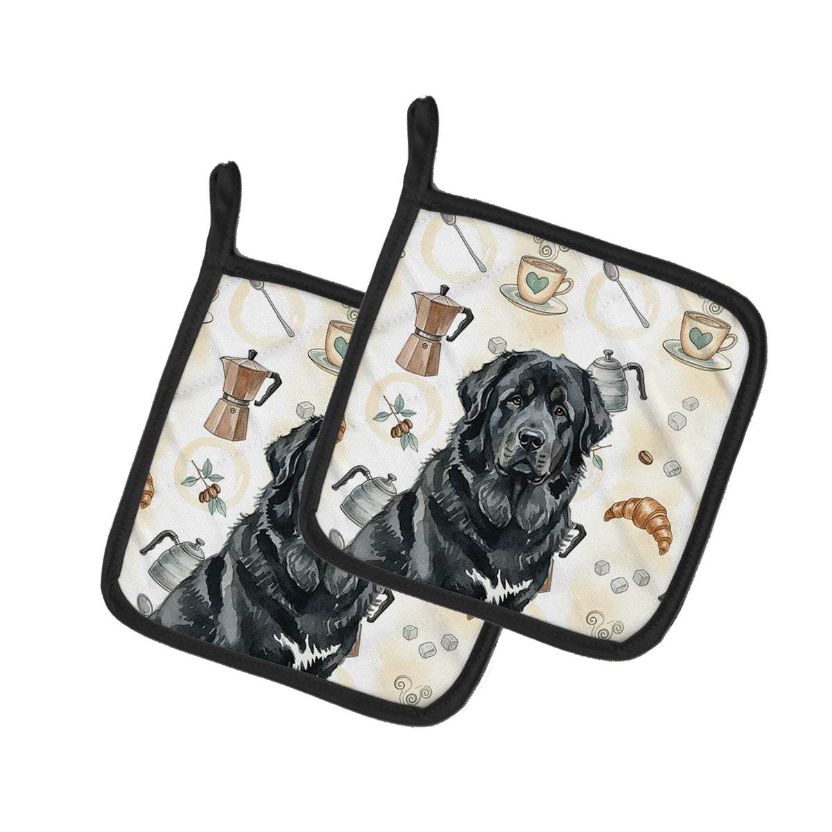 Caroline's Treasures Black Tibetan Mastiff Coffee Bar Pair of Pot Holders