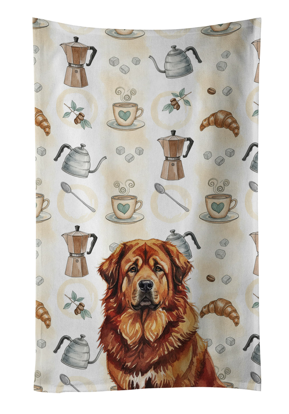 Caroline's Treasures Red Gold Tibetan Mastiff Coffee Bar Kitchen Towel