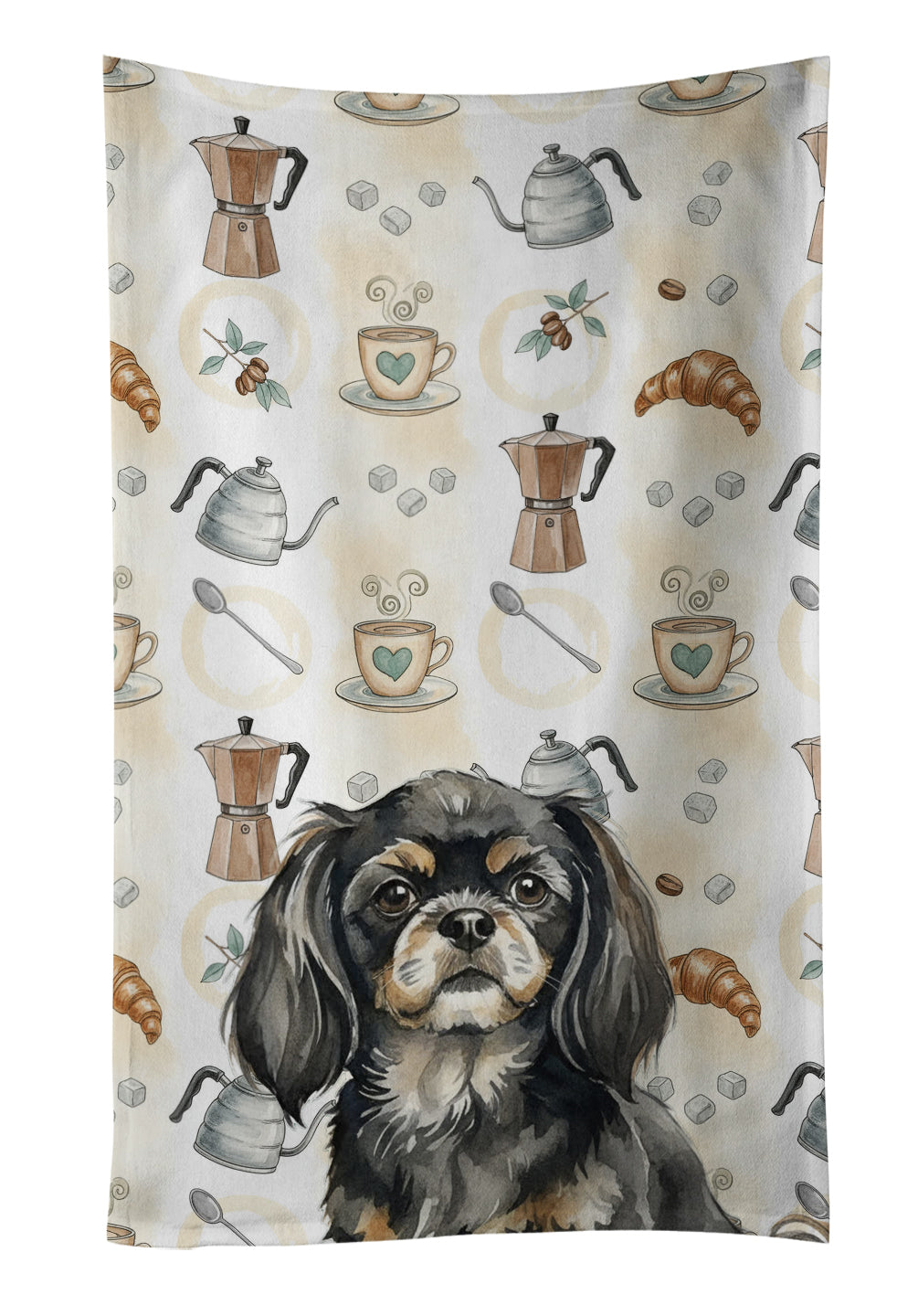 Caroline's Treasures Black and Tan Tibetan Spaniel Coffee Bar Kitchen Towel