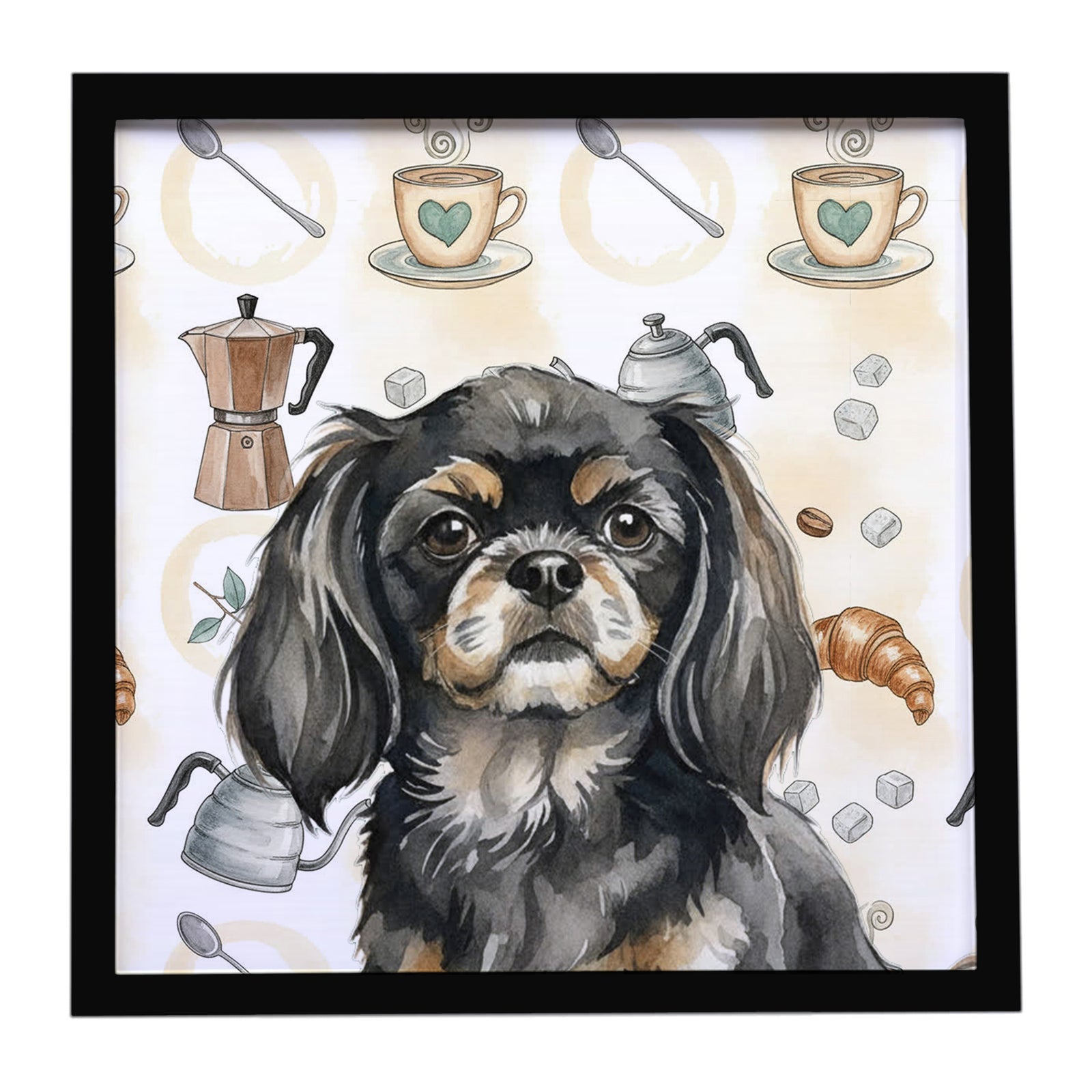 Caroline's Treasures Black and Tan Tibetan Spaniel Coffee Bar Framed Metal Print