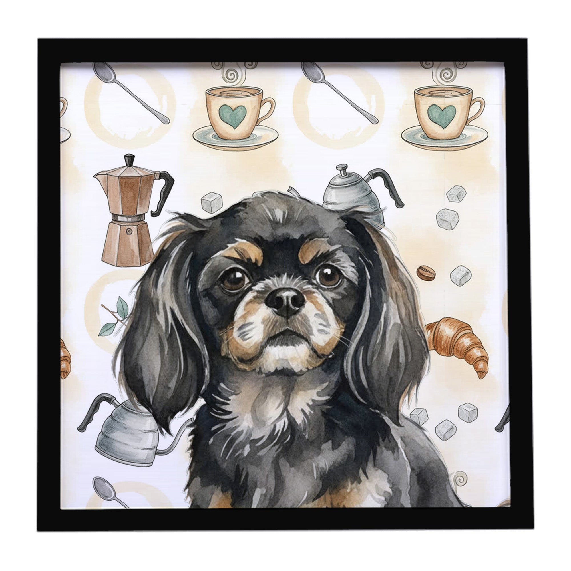 Caroline's Treasures Black and Tan Tibetan Spaniel Coffee Bar Framed Metal Print