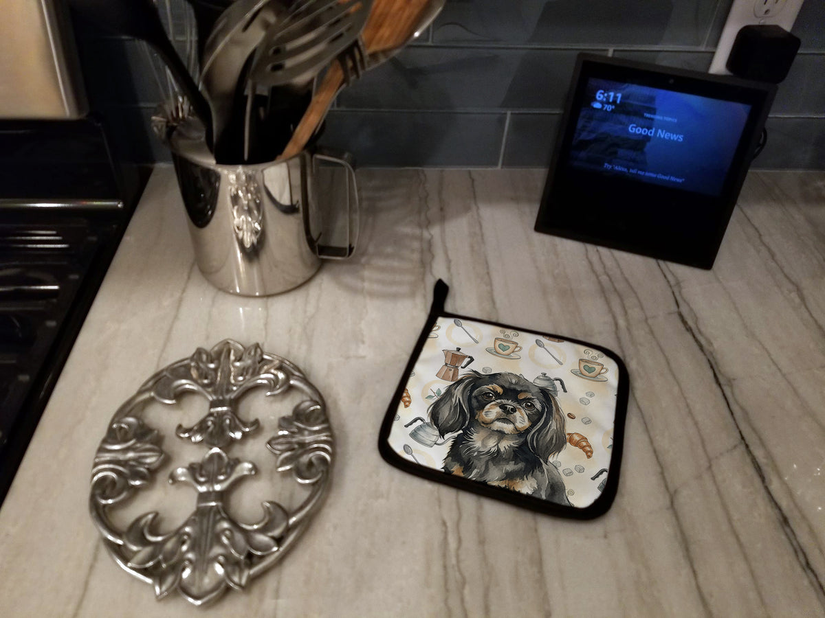 Caroline's Treasures Black and Tan Tibetan Spaniel Coffee Bar Pair of Pot Holders