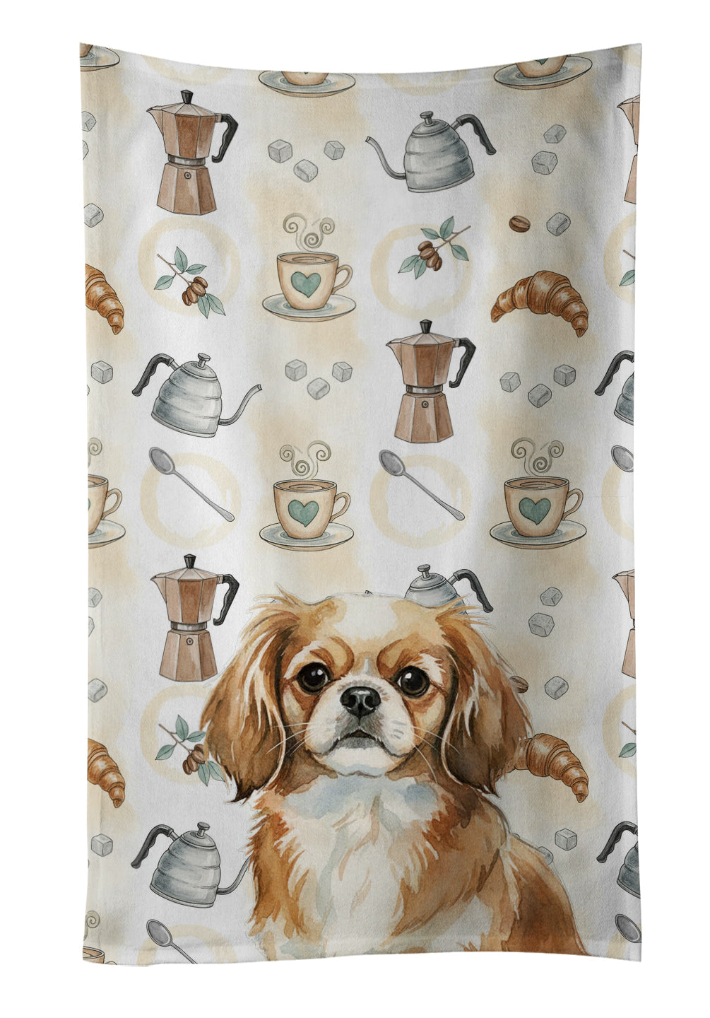 Caroline's Treasures Tibetan Spaniel Coffee Bar Kitchen Towel