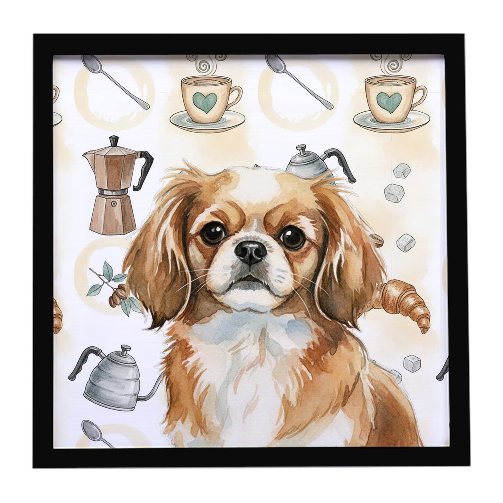 Caroline's Treasures Tibetan Spaniel Coffee Bar Framed Metal Print