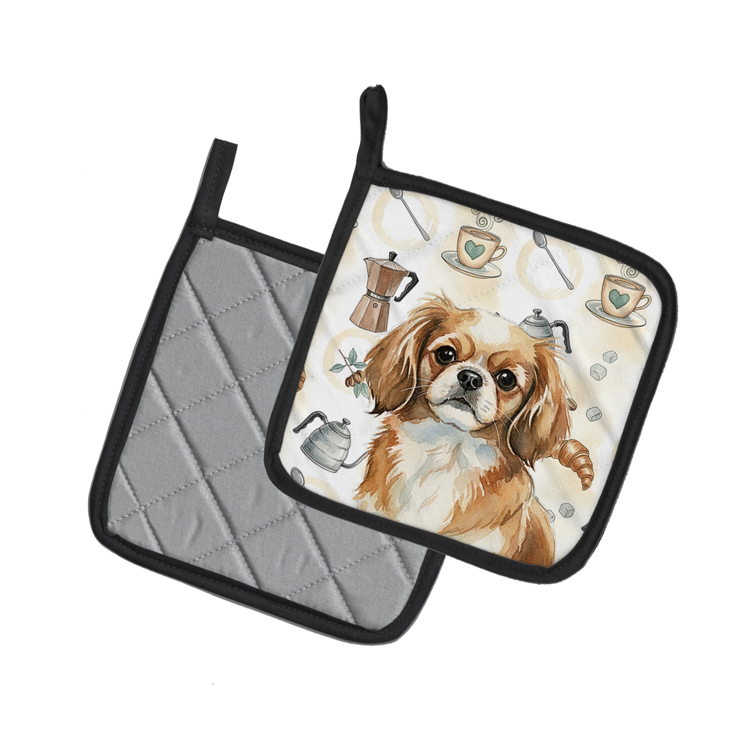Caroline's Treasures Tibetan Spaniel Coffee Bar Pair of Pot Holders