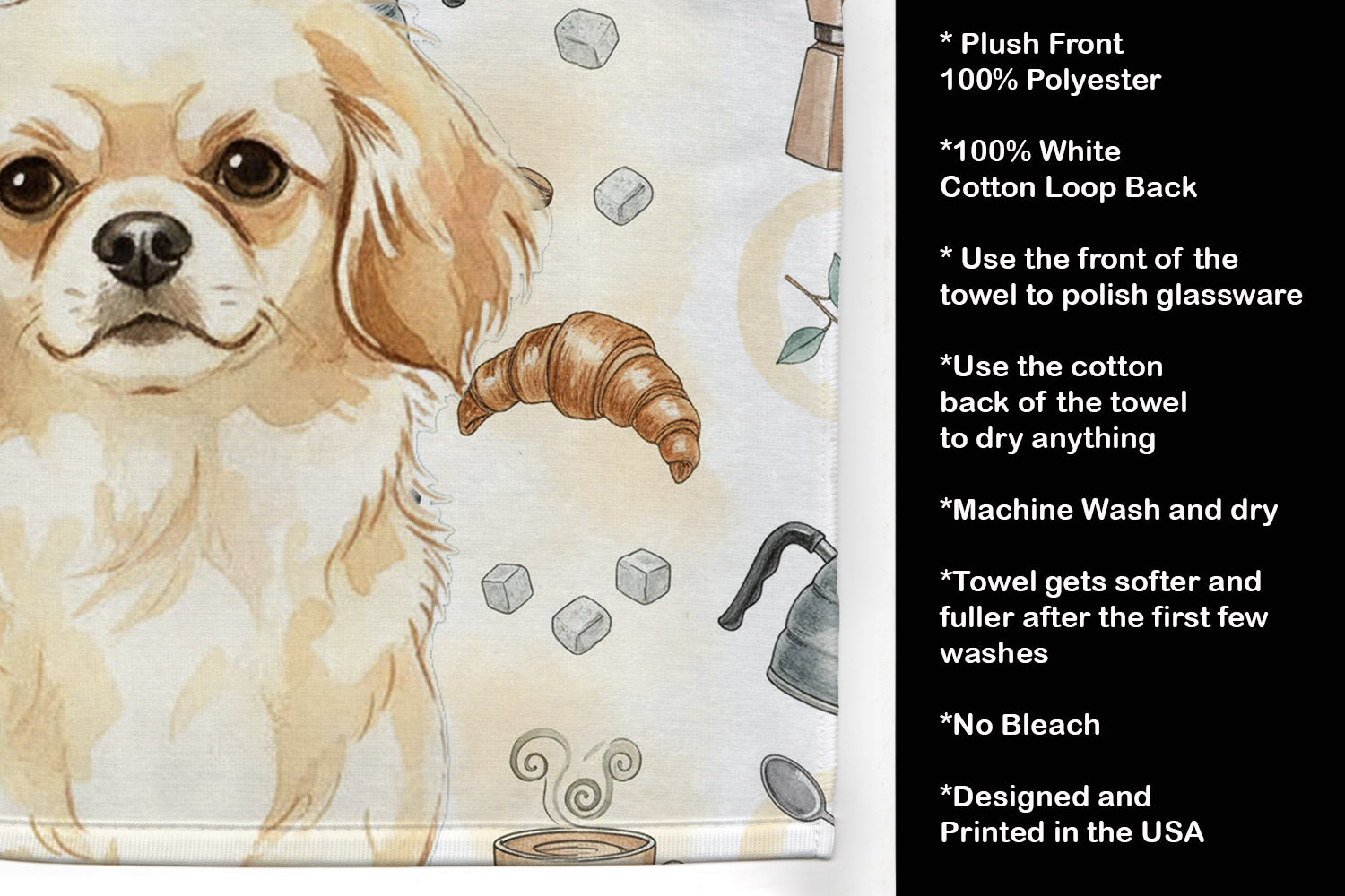 Caroline's Treasures Cream Tibetan Spaniel Coffee Bar Kitchen Towel