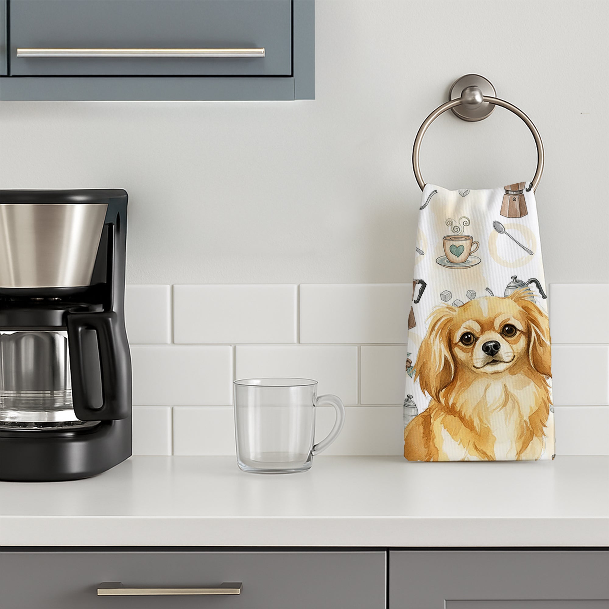 Caroline's Treasures Gold Tibetan Spaniel Coffee Bar Kitchen Towel
