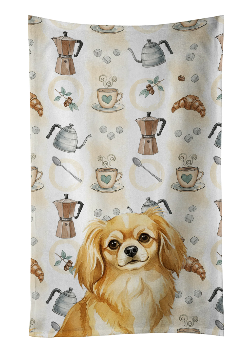 Caroline's Treasures Gold Tibetan Spaniel Coffee Bar Kitchen Towel