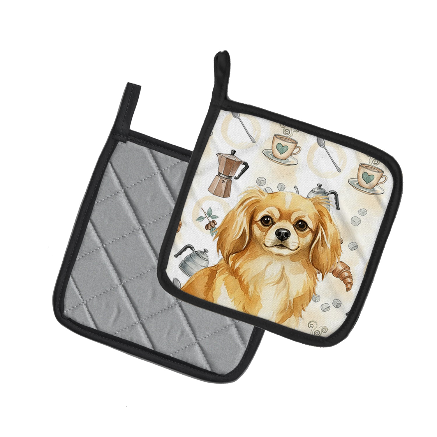 Caroline's Treasures Gold Tibetan Spaniel Coffee Bar Pair of Pot Holders