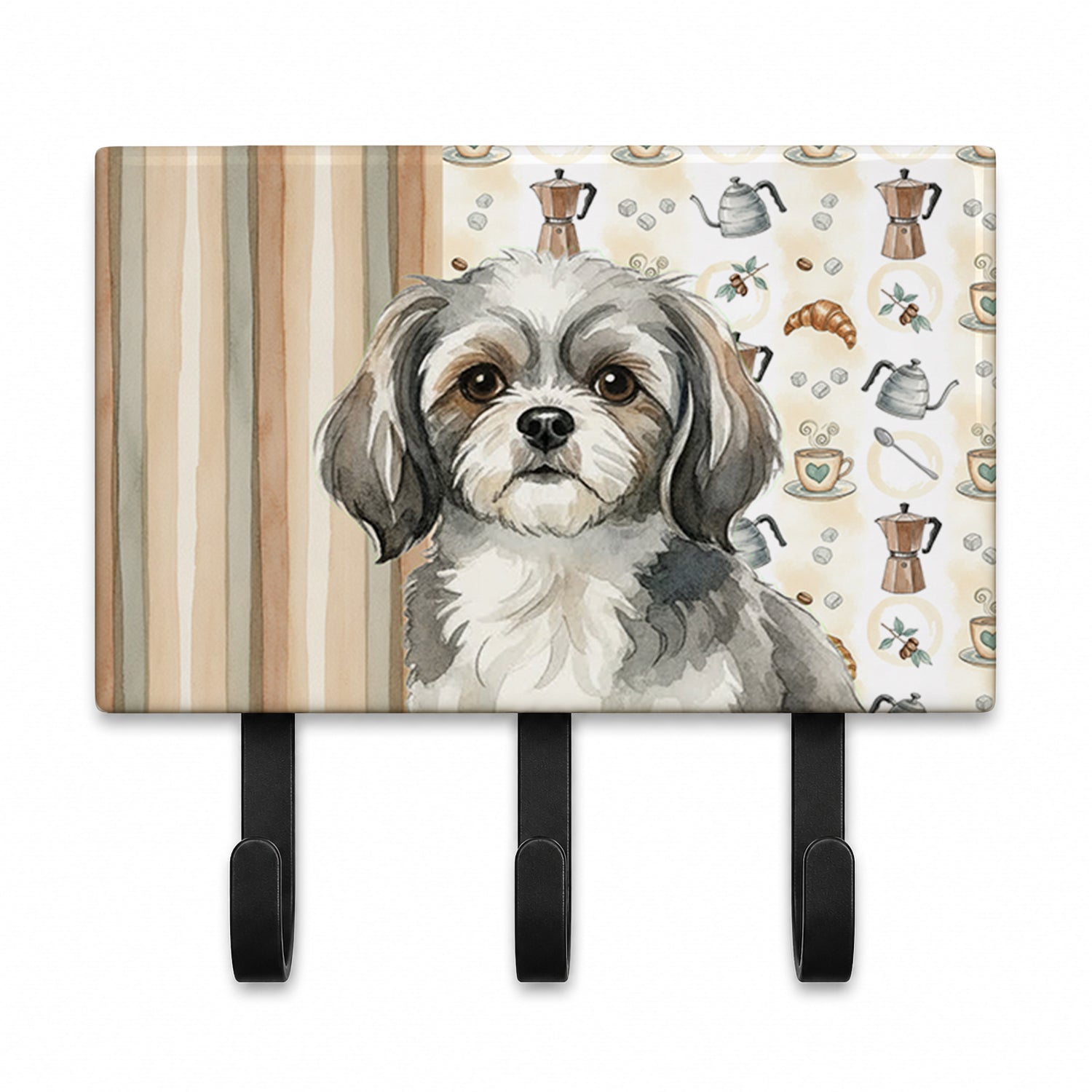 Buy this Grey and White Tibetan Spaniel Coffee Bar Leash or Key Holder
