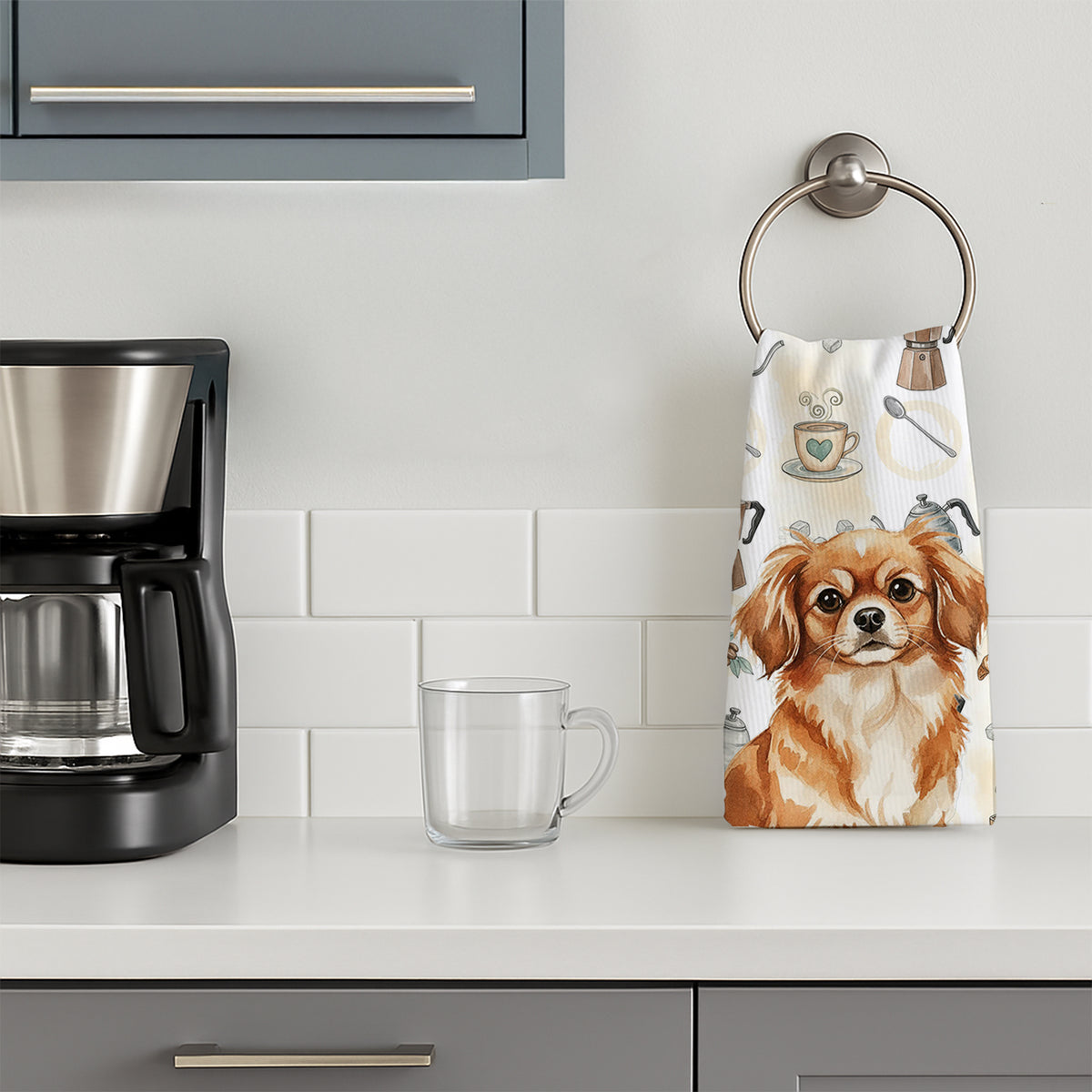 Caroline's Treasures Red Tibetan Spaniel Coffee Bar Kitchen Towel