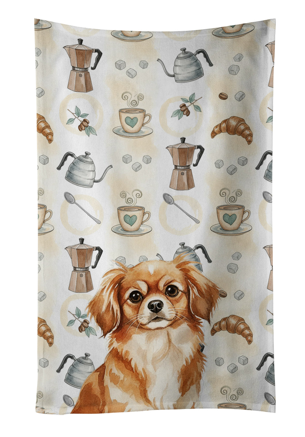 Caroline's Treasures Red Tibetan Spaniel Coffee Bar Kitchen Towel