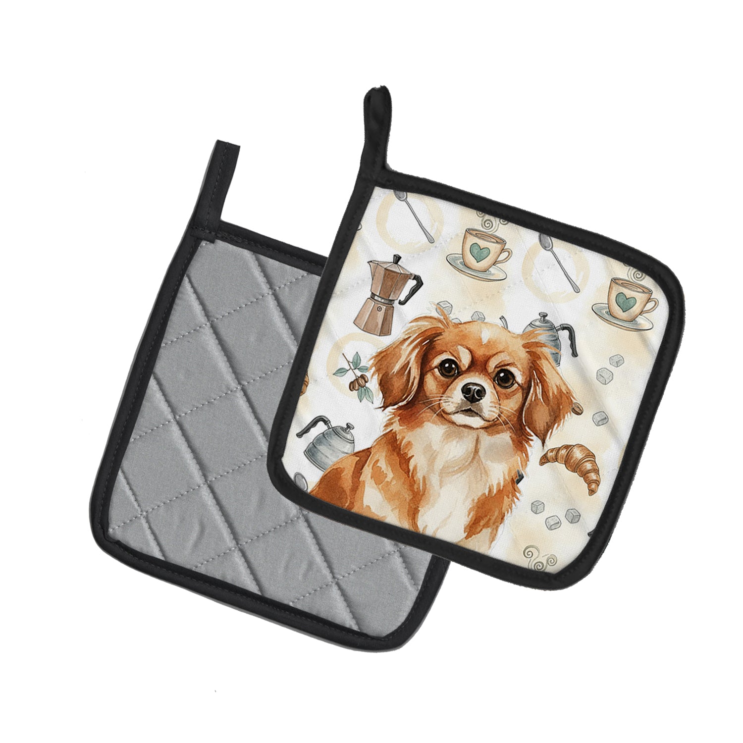 Caroline's Treasures Red Tibetan Spaniel Coffee Bar Pair of Pot Holders