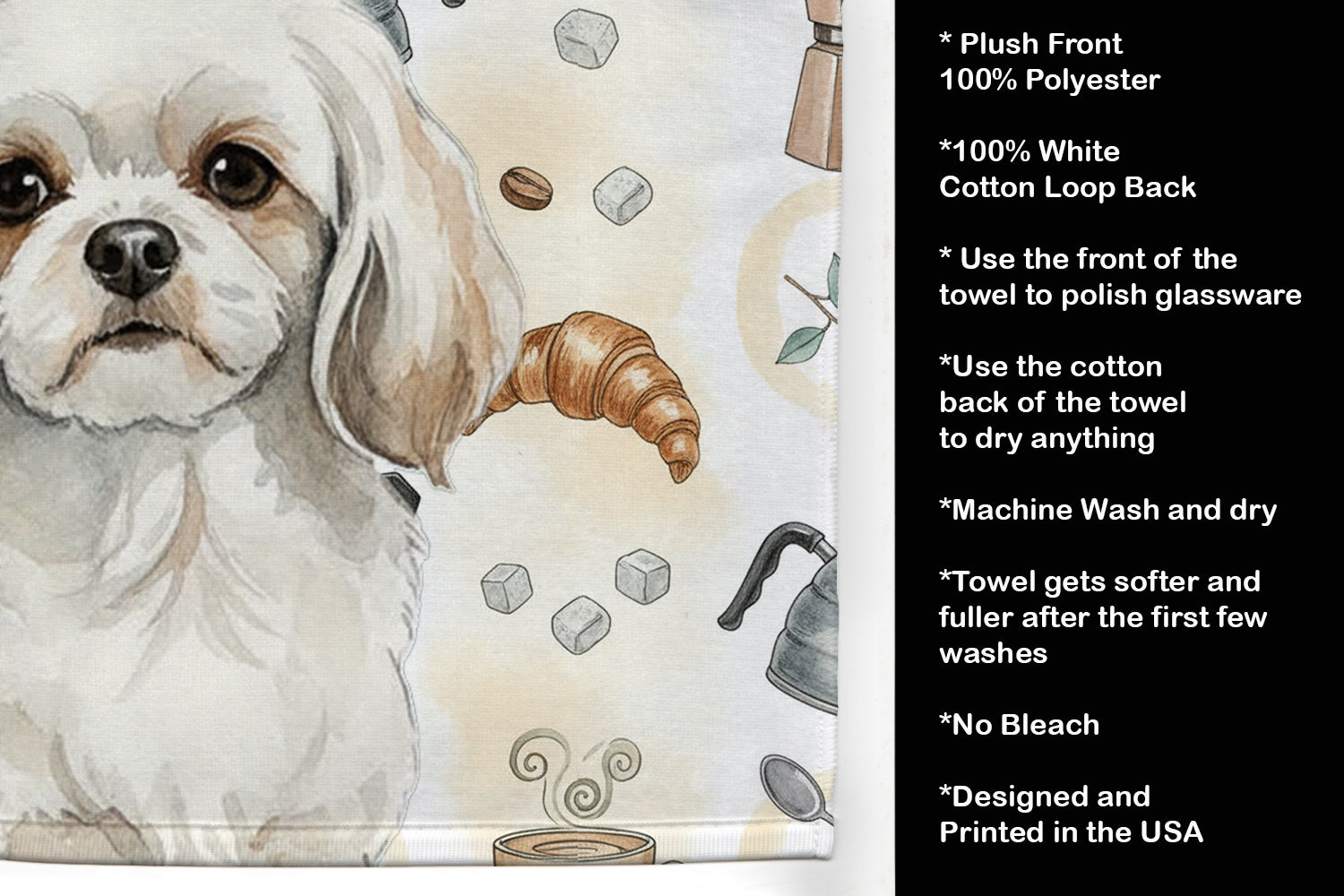 Caroline's Treasures White Tibetan Spaniel Coffee Bar Kitchen Towel