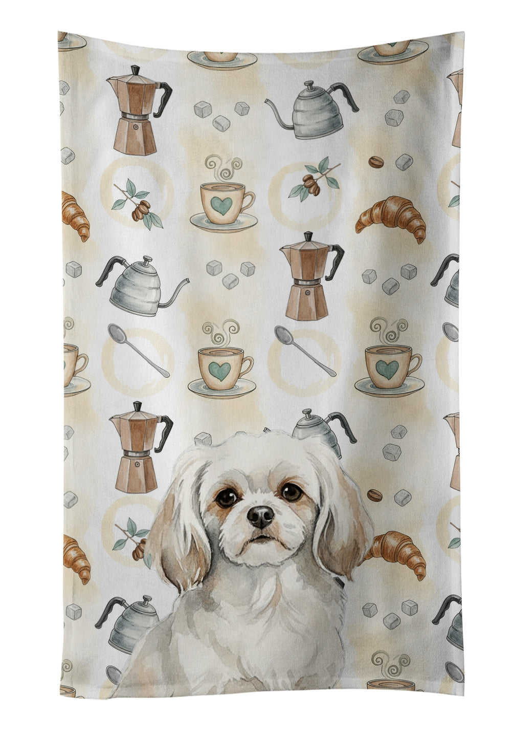 Caroline's Treasures White Tibetan Spaniel Coffee Bar Kitchen Towel