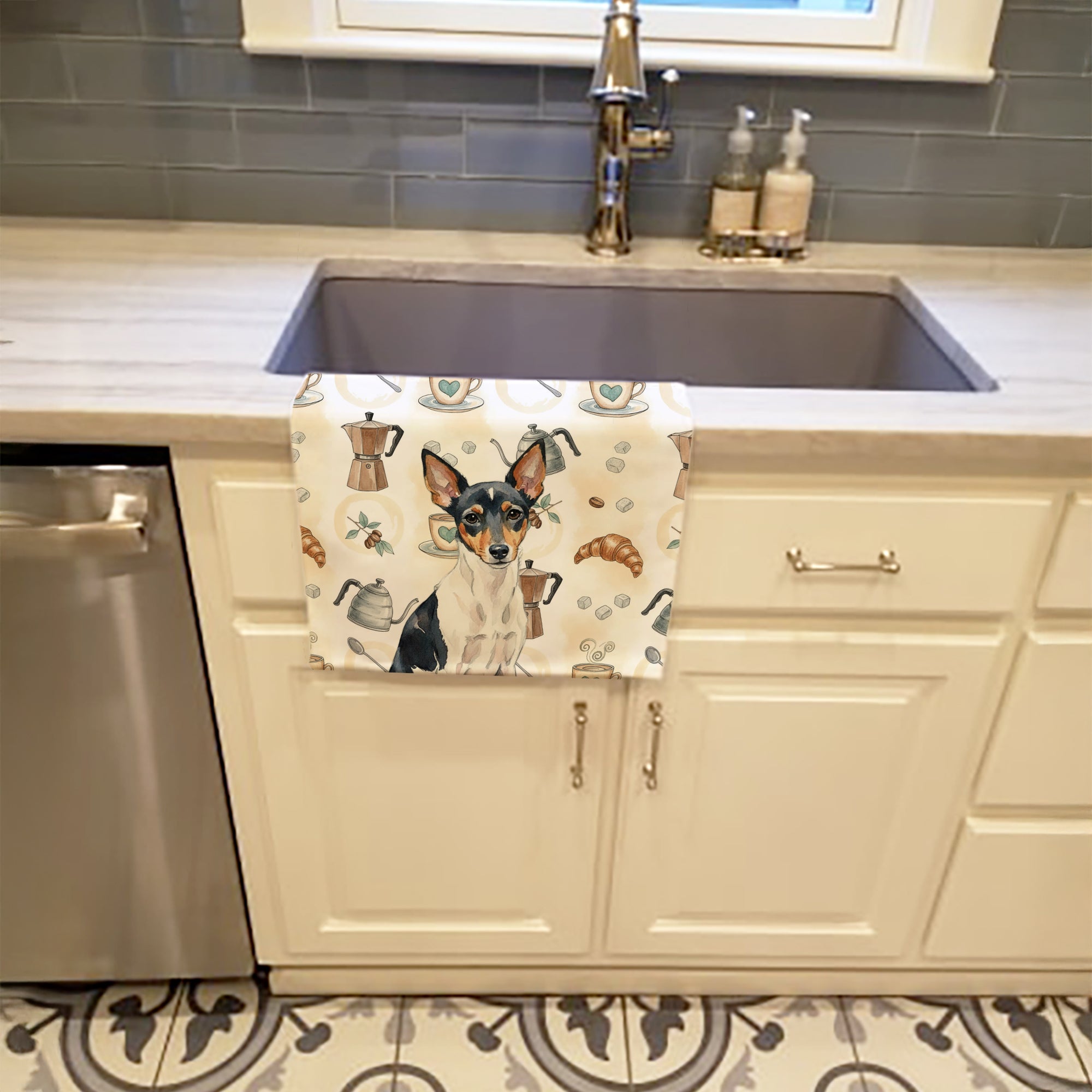 Caroline's Treasures Toy Fox Terrier Coffee Bar Kitchen Towel