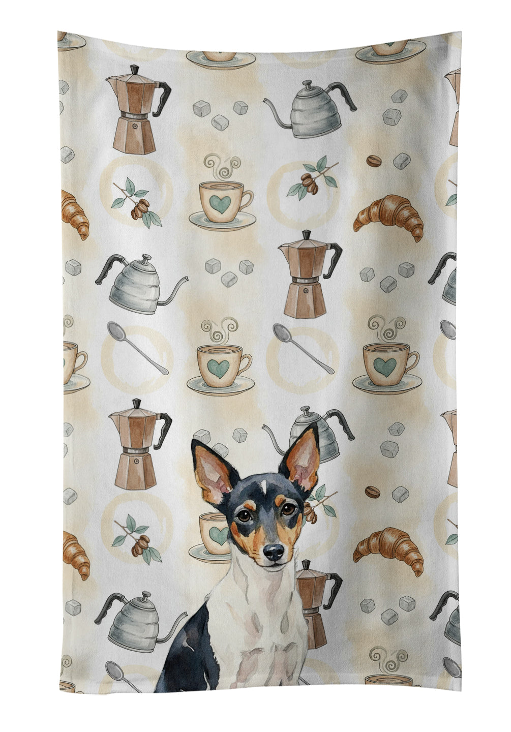 Caroline's Treasures Toy Fox Terrier Coffee Bar Kitchen Towel