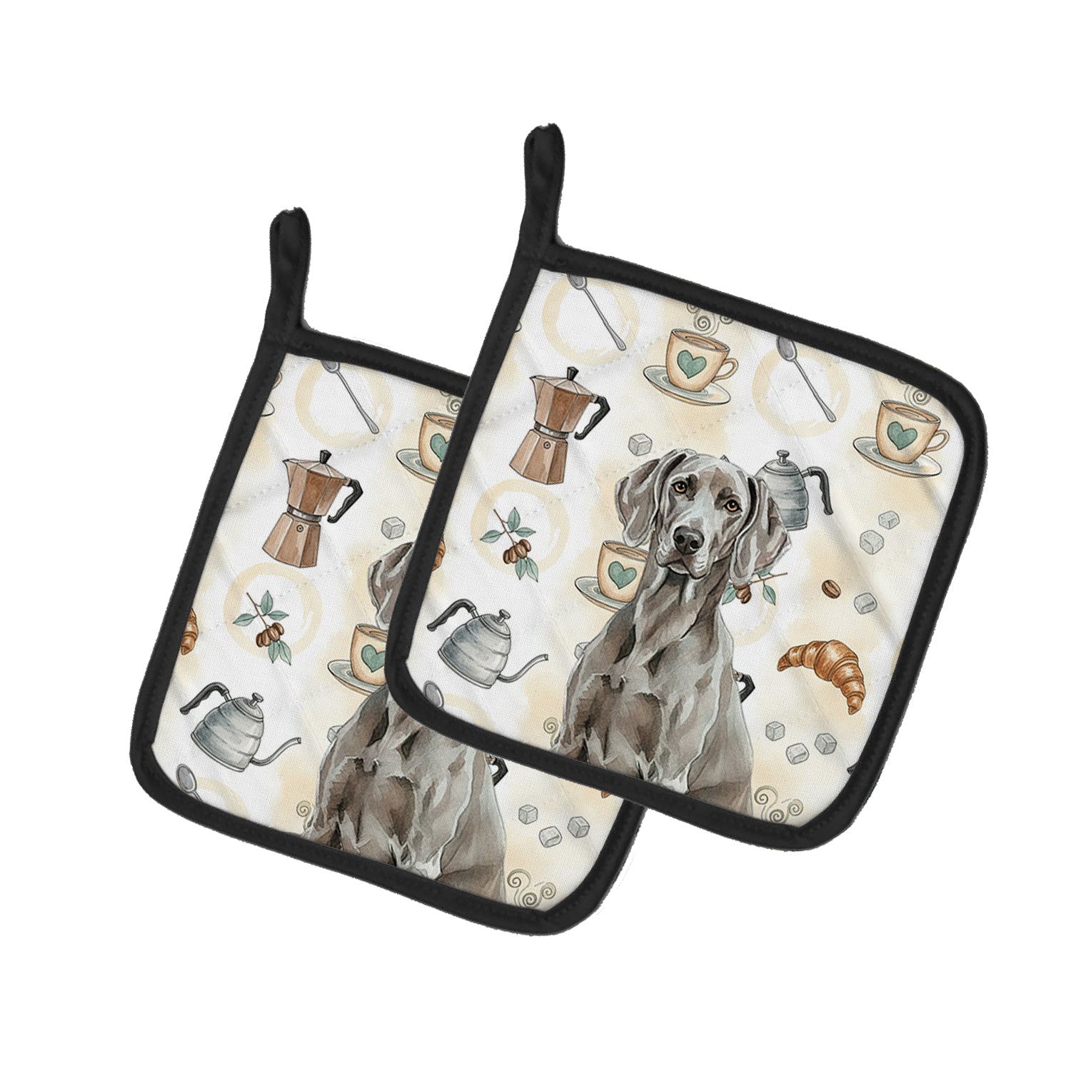 Caroline's Treasures Weimaraner Coffee Bar Pair of Pot Holders