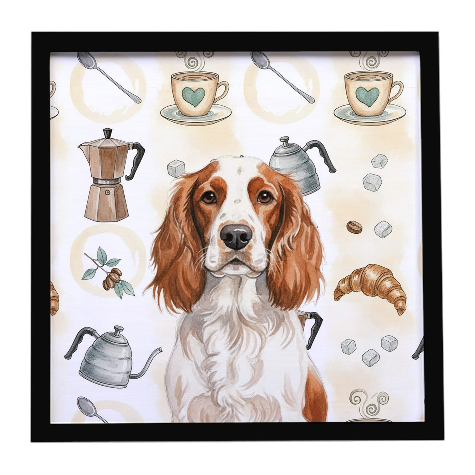 Caroline's Treasures Welsh Springer Spaniel Coffee Bar Framed Metal Print