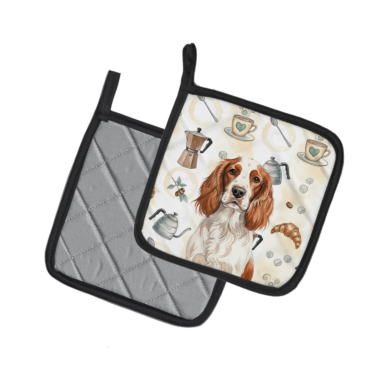 Caroline's Treasures Welsh Springer Spaniel Coffee Bar Pair of Pot Holders