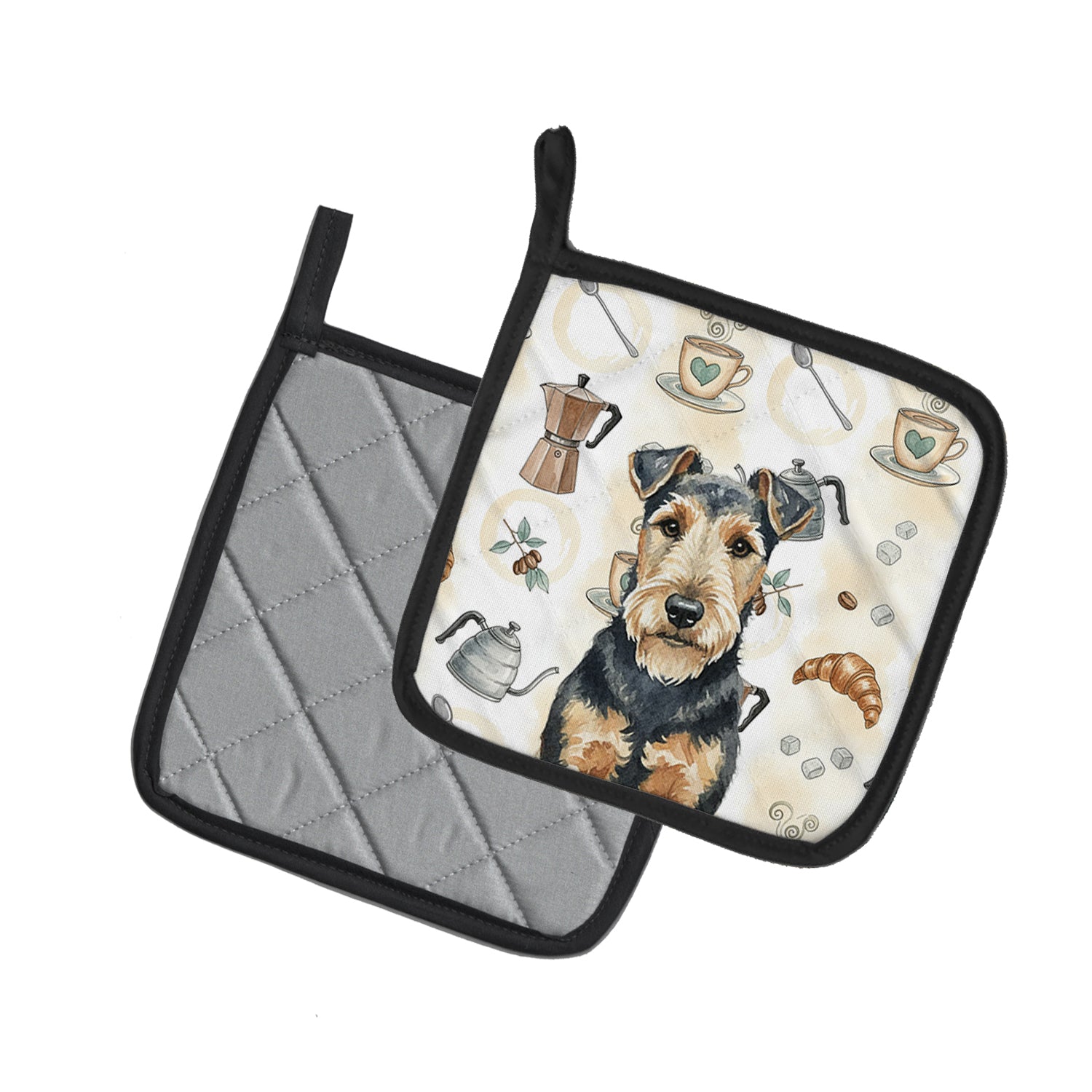 Caroline's Treasures Welsh Terrier Coffee Bar Pair of Pot Holders