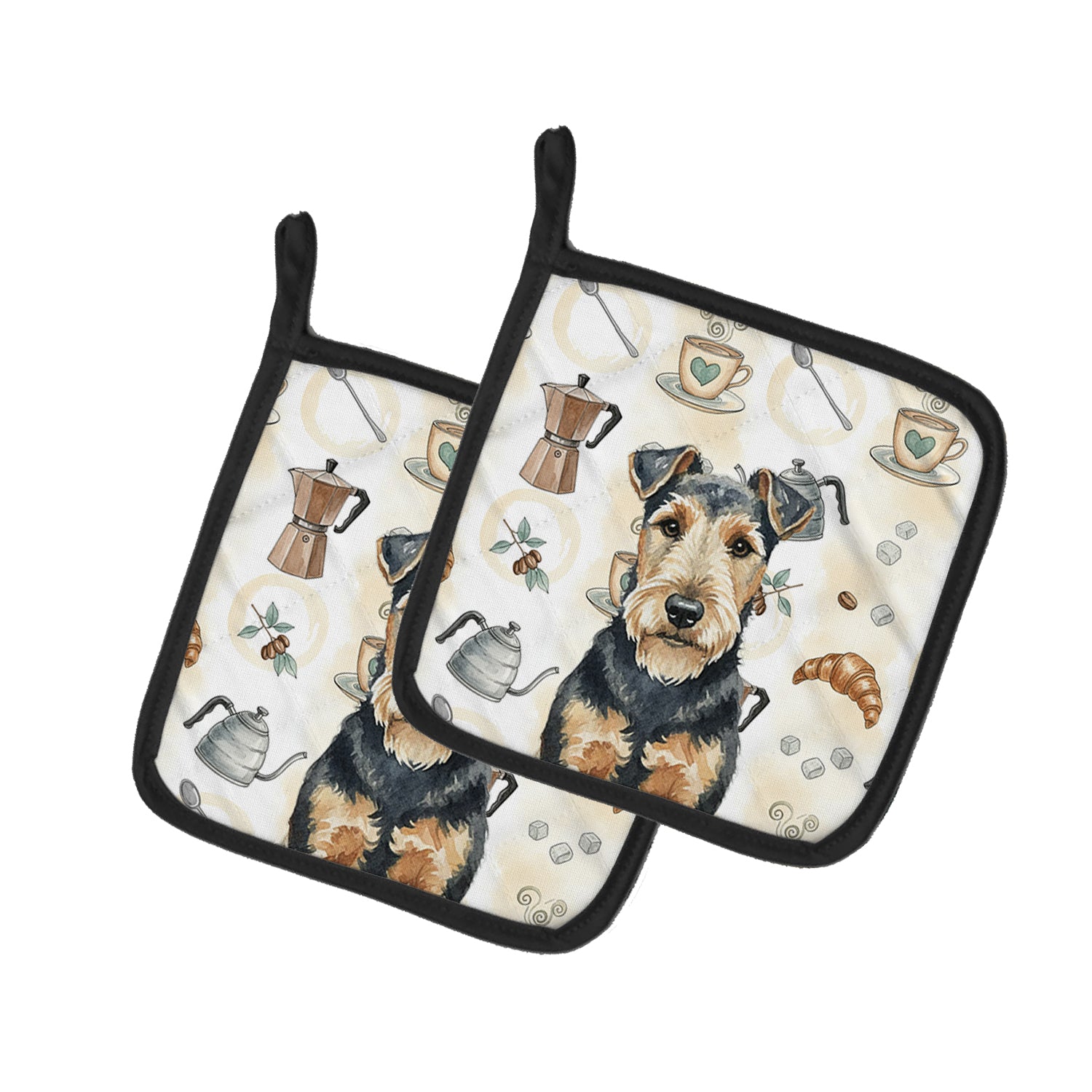 Caroline's Treasures Welsh Terrier Coffee Bar Pair of Pot Holders