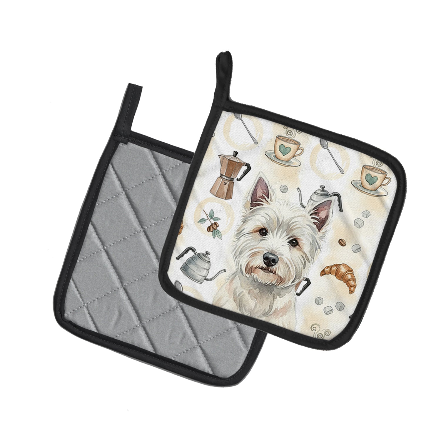 Caroline's Treasures Westie Coffee Bar Pair of Pot Holders