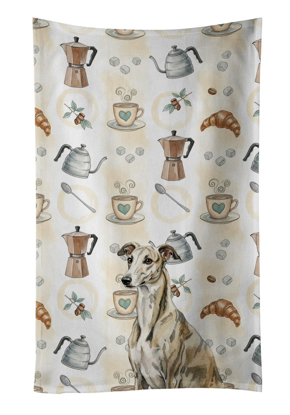 Caroline's Treasures Brindle Whippet Coffee Bar Kitchen Towel