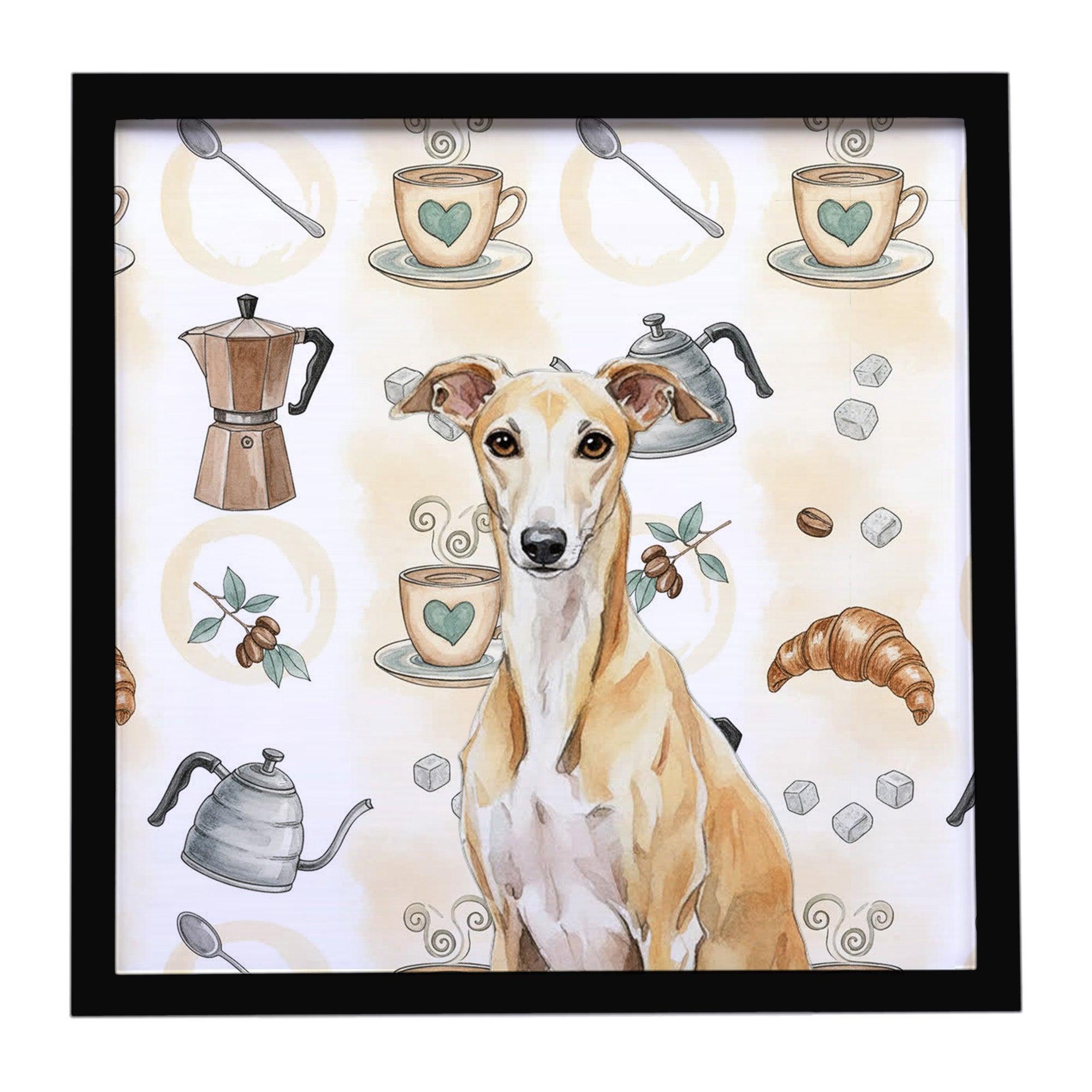 Caroline's Treasures Fawn Whippet Coffee Bar Framed Metal Print