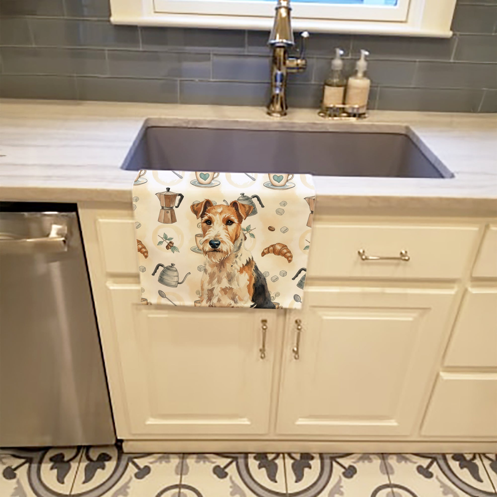 Caroline's Treasures Wire Fox Terrier Coffee Bar Kitchen Towel