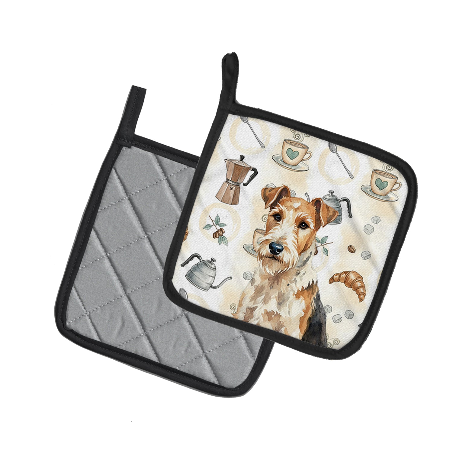 Caroline's Treasures Wire Fox Terrier Coffee Bar Pair of Pot Holders
