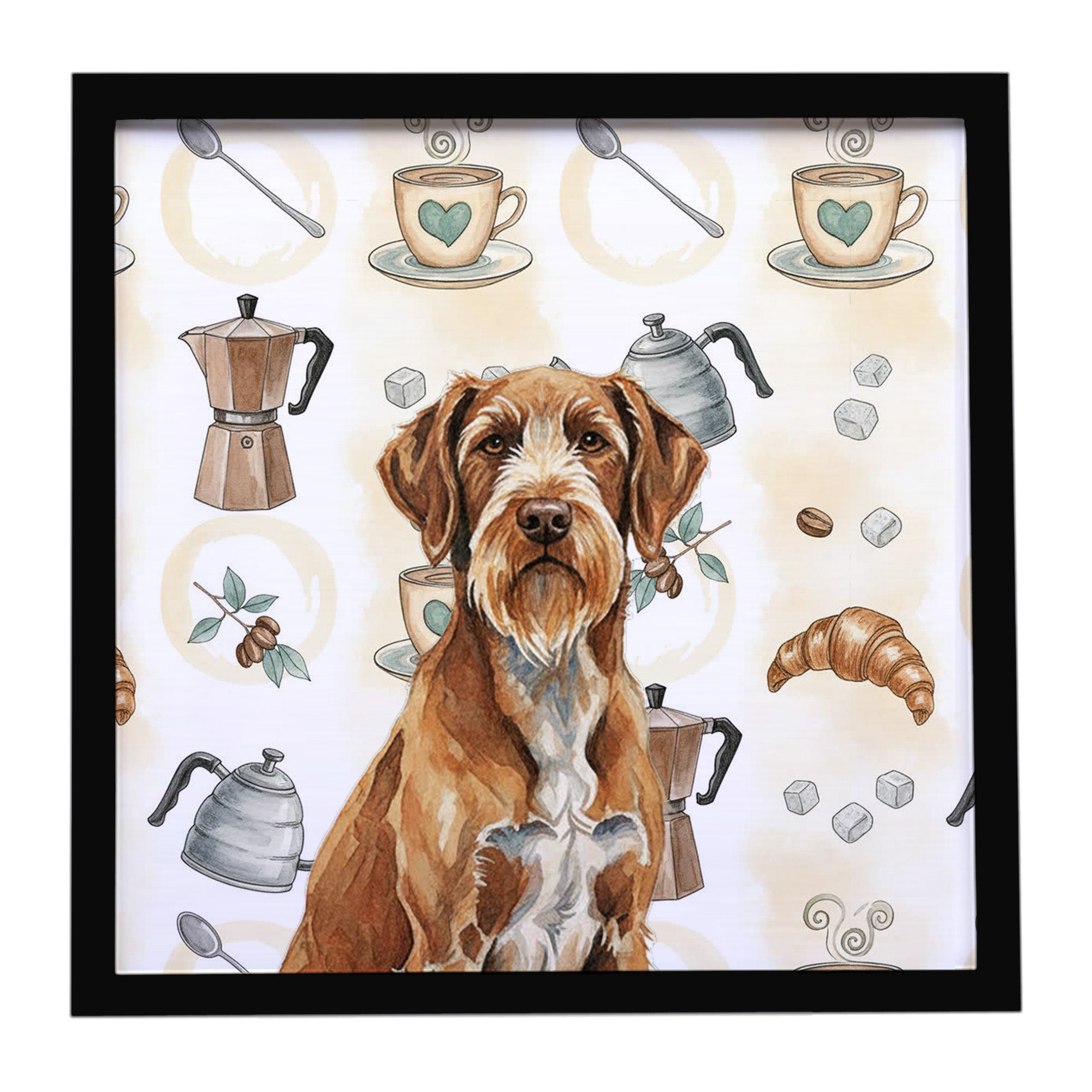 Caroline's Treasures Wirehaired Pointing Griffon Coffee Bar Framed Metal Print