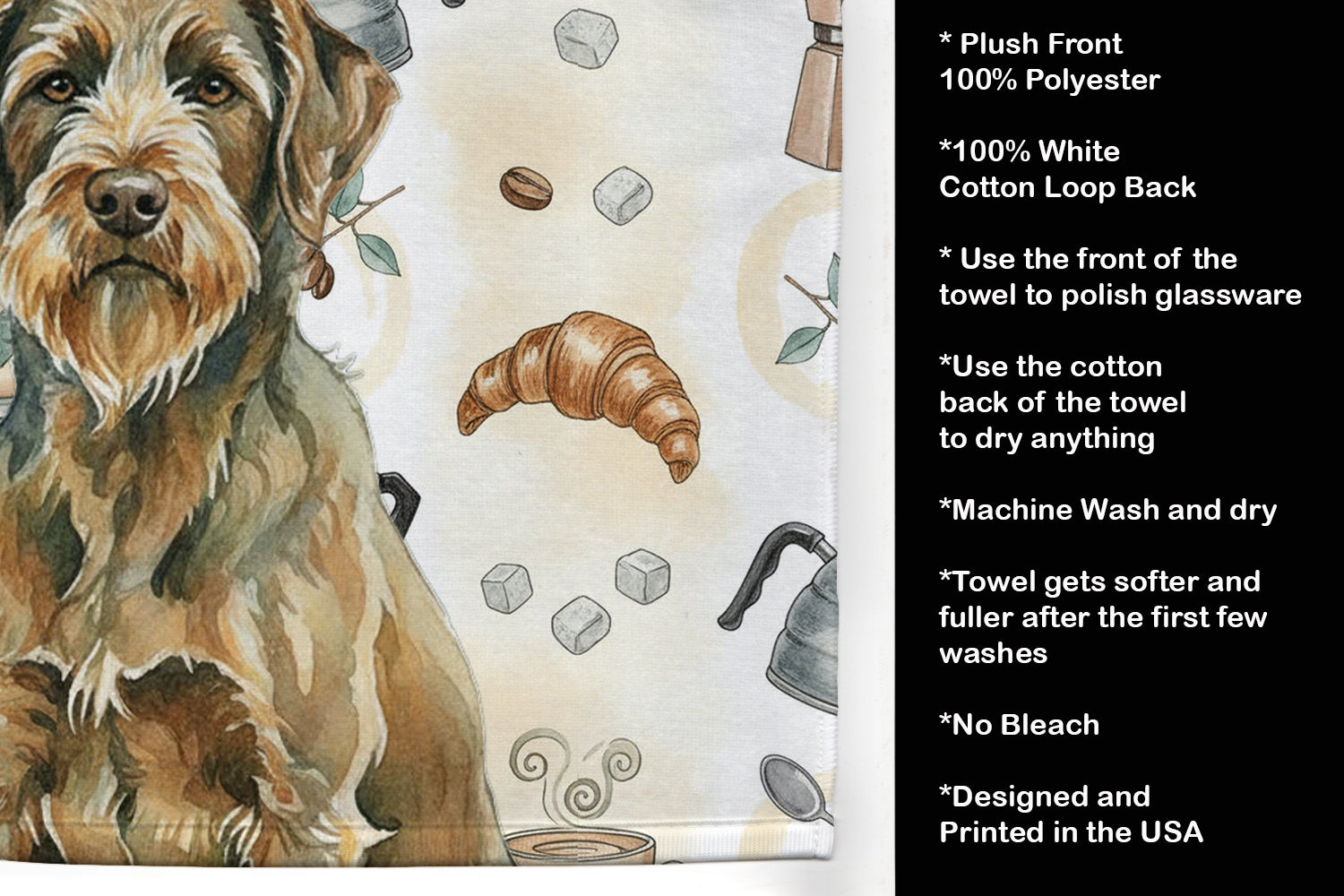 Caroline's Treasures Chestnut Wirehaired Pointing Griffon Coffee Bar Kitchen Towel