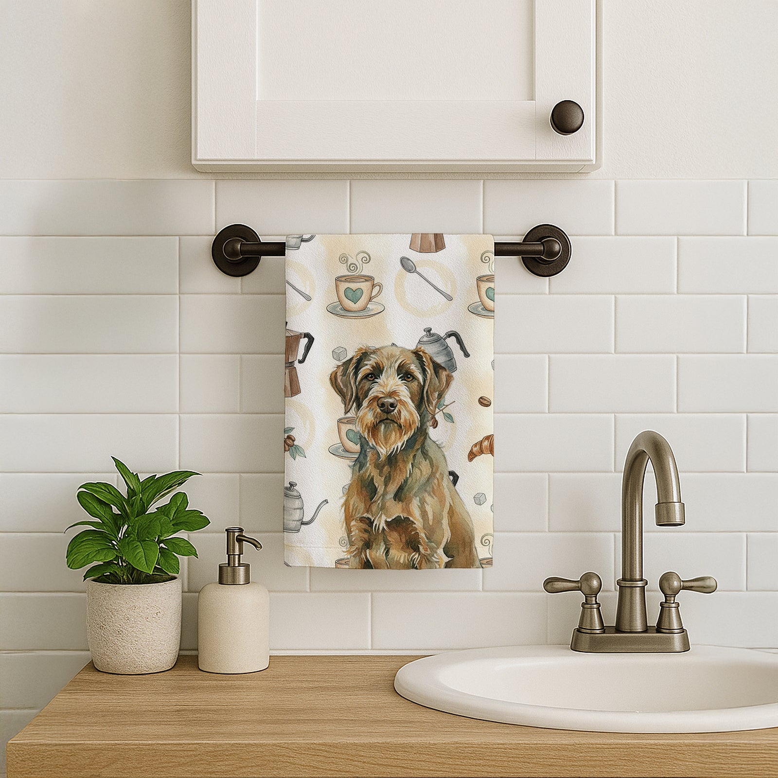 Caroline's Treasures Chestnut Wirehaired Pointing Griffon Coffee Bar Kitchen Towel