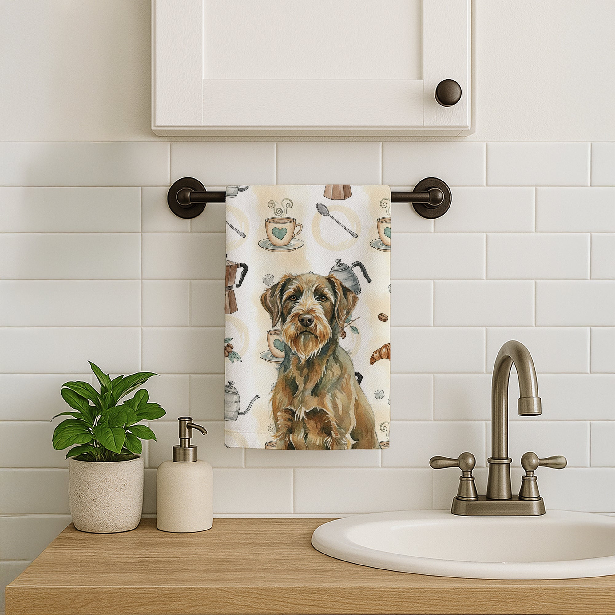 Caroline's Treasures Chestnut Wirehaired Pointing Griffon Coffee Bar Kitchen Towel