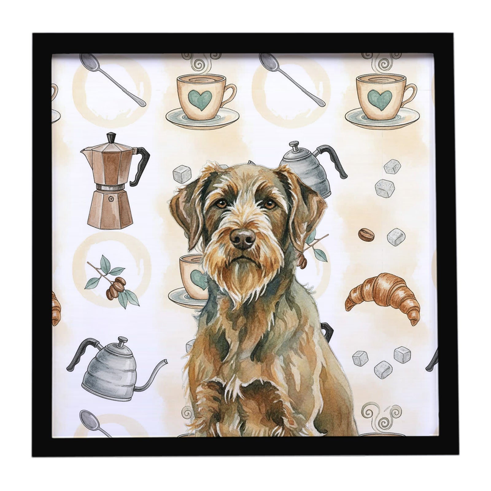Caroline's Treasures Chestnut Wirehaired Pointing Griffon Coffee Bar Framed Metal Print
