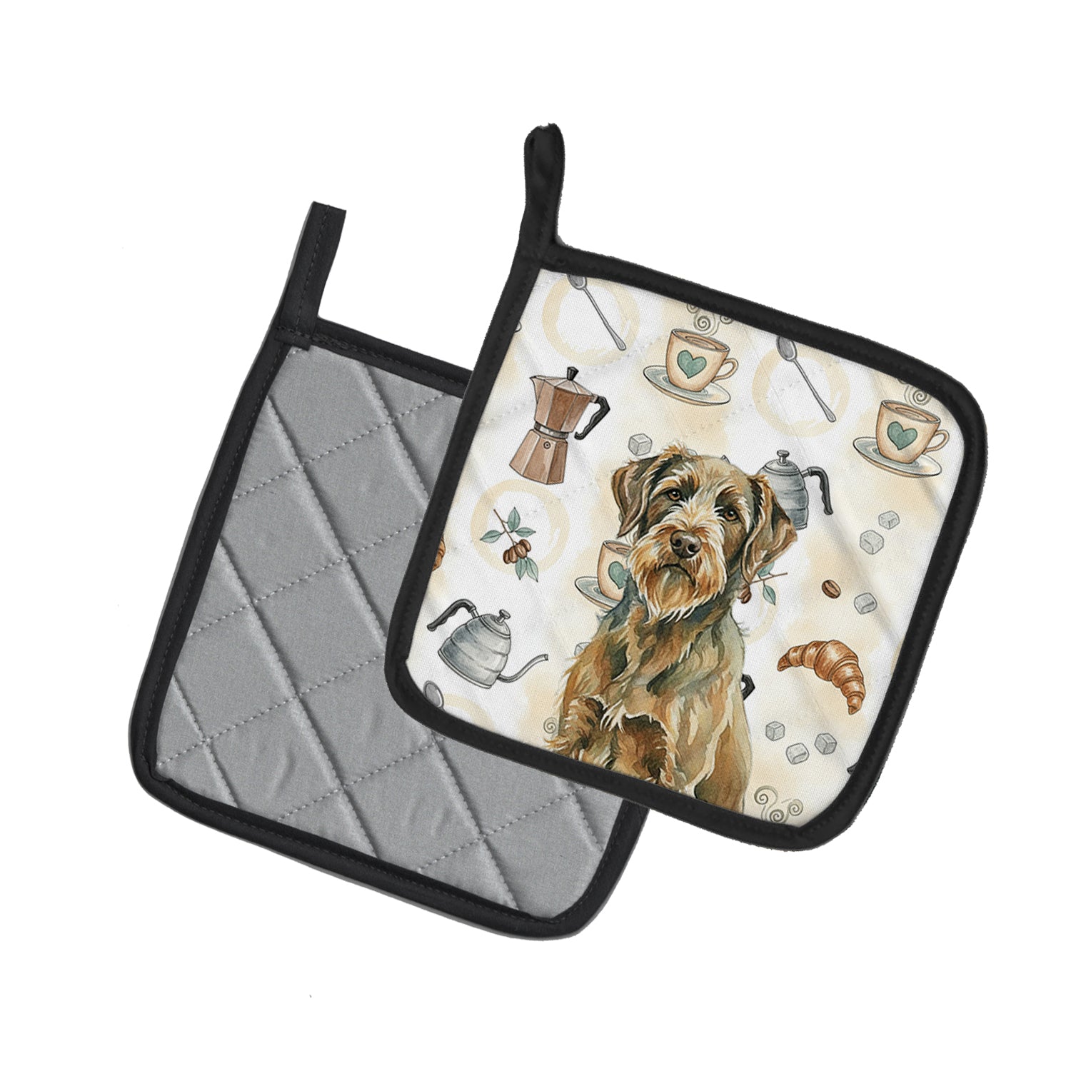 Caroline's Treasures Chestnut Wirehaired Pointing Griffon Coffee Bar Pair of Pot Holders